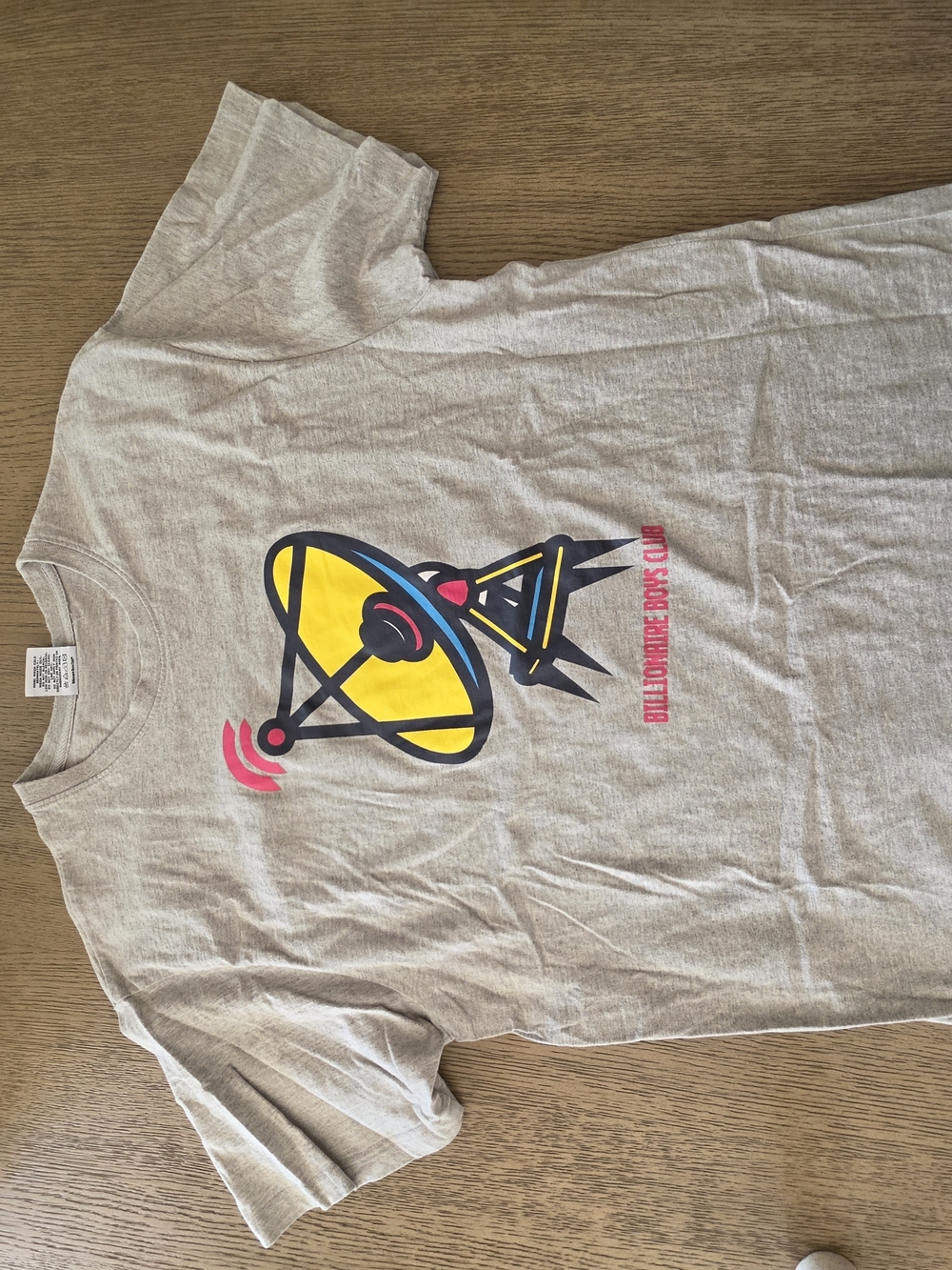 Billionaire Boys Club Gray Graphic Satellite Tee with Yellow and Pink Accent